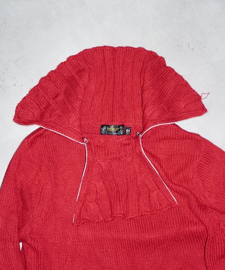 80-90s vtg deformation zip hi-neck knit