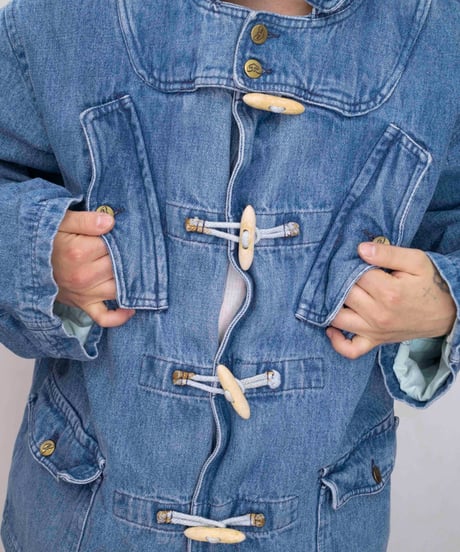 90s vtg denim duffle coat