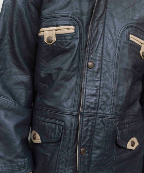 80s vtg Storm Bird sheepskin leather middle coat