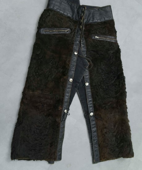 80s vtg cow fu/leather over pants