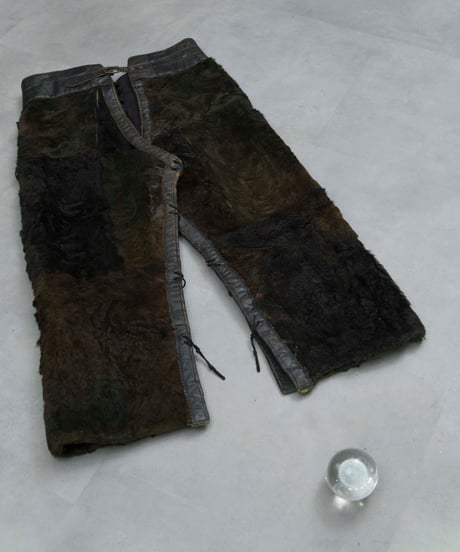 80s vtg cow fu/leather over pants