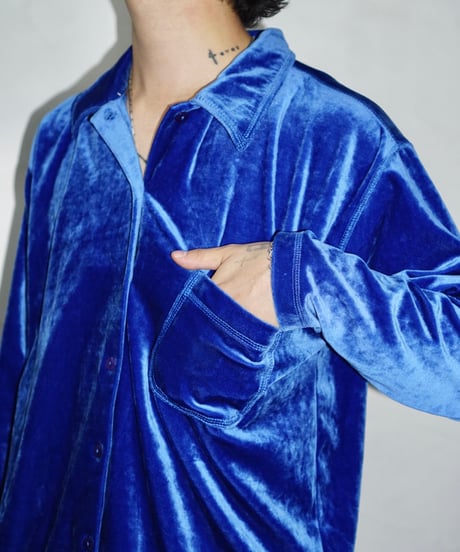 90s HONORS ocean blue velour shirts