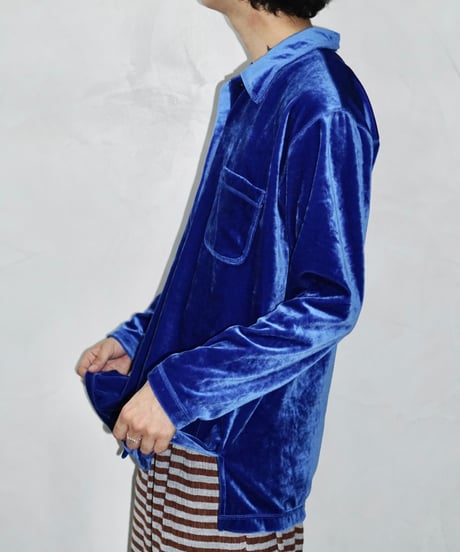 90s HONORS ocean blue velour shirts