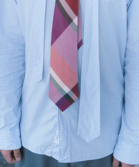 80s Y's for men pale check tie