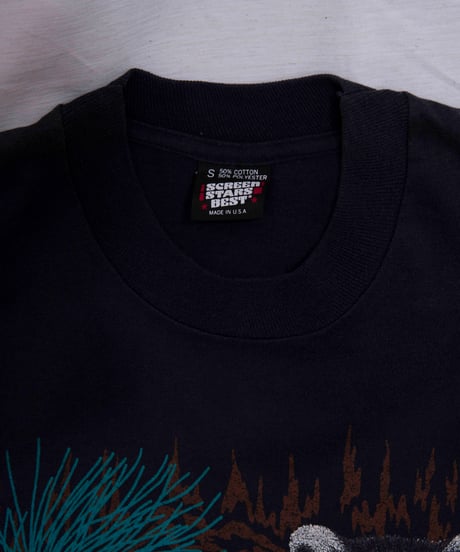 80s vtg raccoon slim Tee
