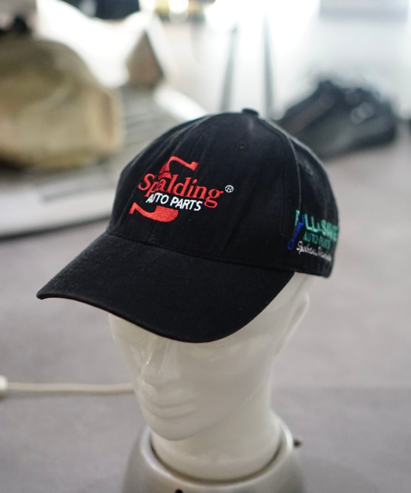 DimMoire ロゴ刺繍ダメージCAP Black UNISEX》Chemical Over-Dye Reverse Logo Damage Cap/ケミカル