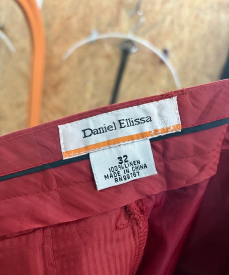 90s vtg red linen slacks