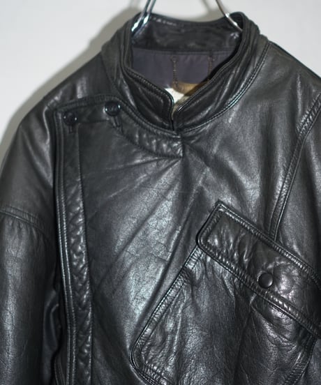 80s vtg TIME TABLE deformation leather jacket