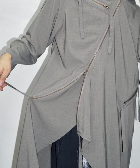 00s bell chu very diagonal zip asymmetry poly coat