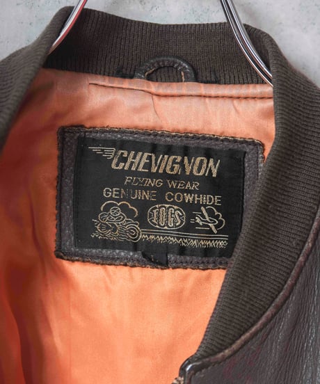 80-90s CHEVIGNON leather bomber jacket