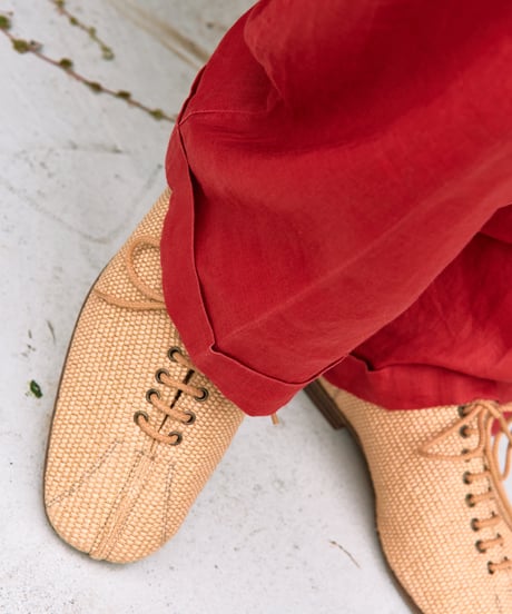 90s vtg red linen slacks