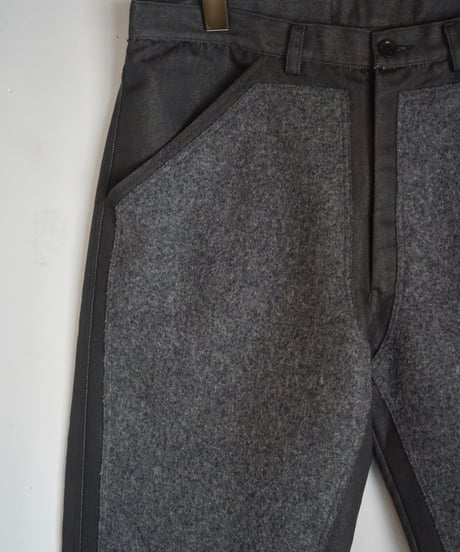 90s made in italy GCR wool/cotton switching design pants