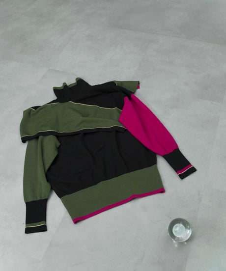 80s DEUXROCHE deformation design wool knit