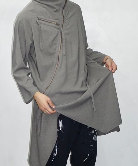 00s bell chu very diagonal zip asymmetry poly coat