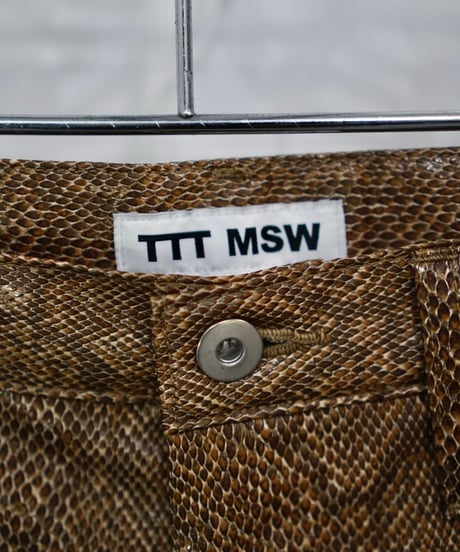21AW TTT MSW poly fake leather python slacks