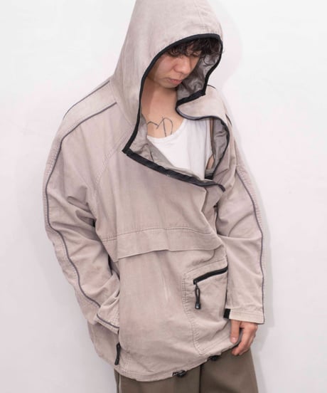 00s diagonal zip design corduroy anorak