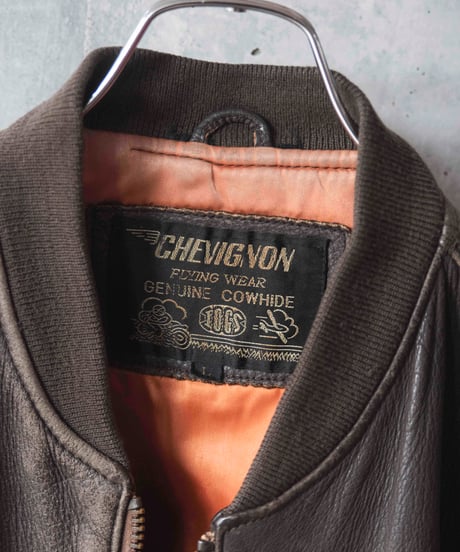 80-90s CHEVIGNON leather bomber jacket