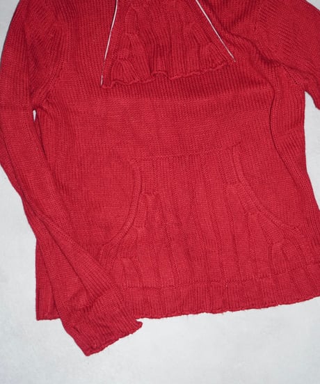 80-90s vtg deformation zip hi-neck knit