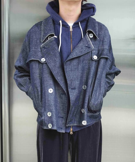 80s made in Paris double breasted denim jacket