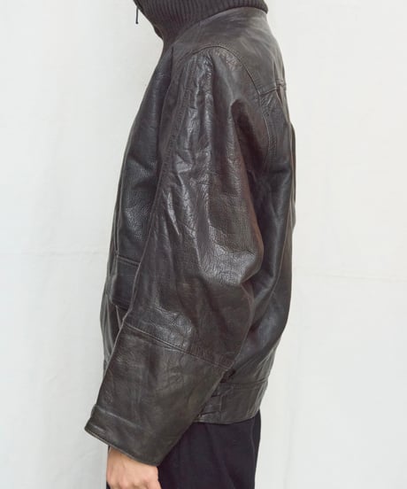 80s Euro vtg leather / knit jacket