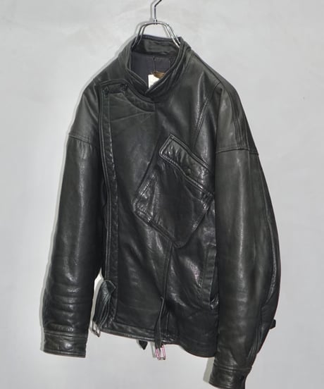 80s vtg TIME TABLE deformation leather jacket