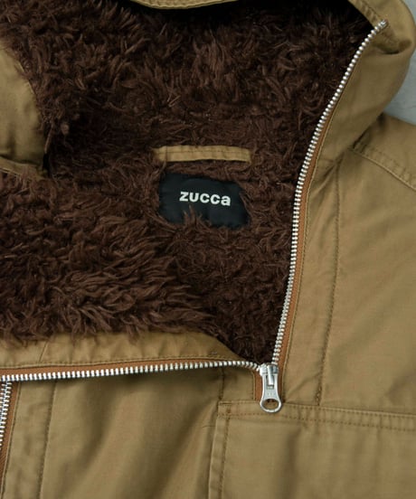 zucca 00s deformation zip boa hoodie coat