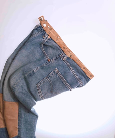 G.GUAGLIANONE × Levi's leather patched denim