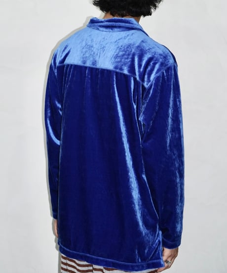 90s HONORS ocean blue velour shirts