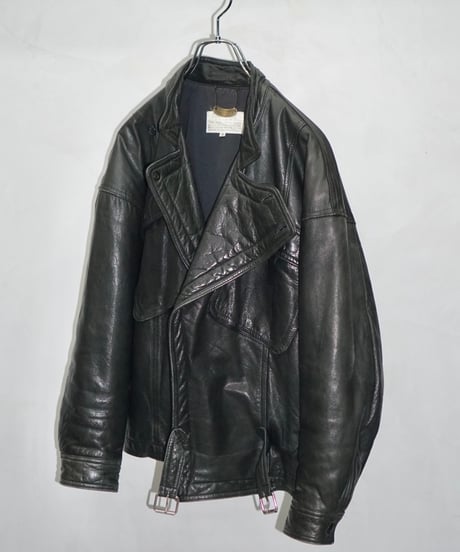 80s vtg TIME TABLE deformation leather jacket