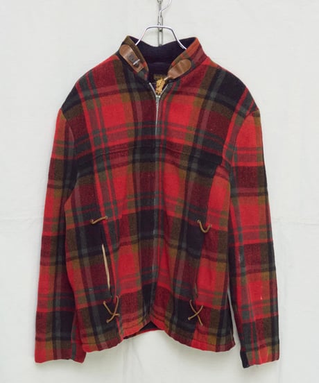 60s vtg check wool jacket