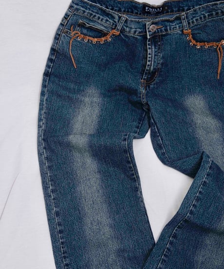 00s FRILLI EXCHANGE lace-up flare denim