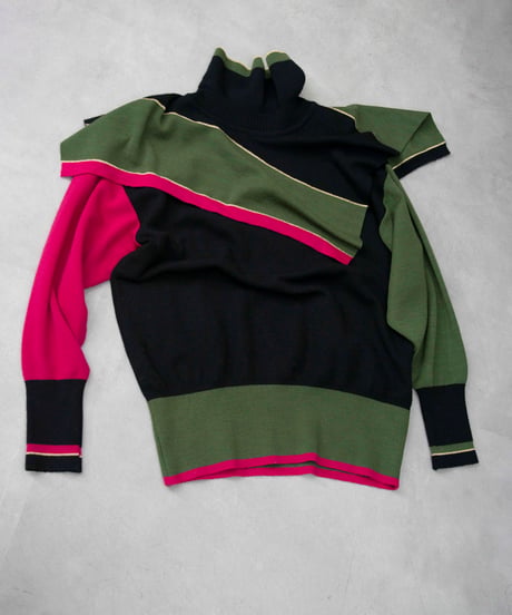 80s DEUXROCHE deformation design wool knit
