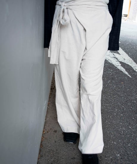 linen wrapped design wide pants