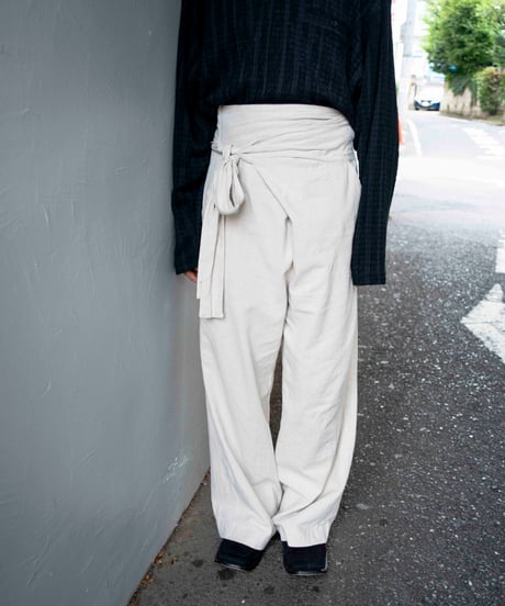linen wrapped design wide pants