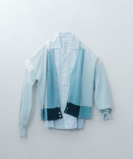 70s vtg three tone knit cardigan