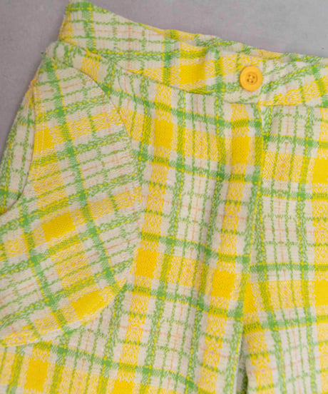 70s vtg yellow check flare slacks