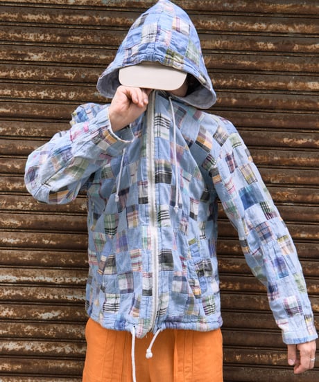 90s patchwork cotton hoodie jacket