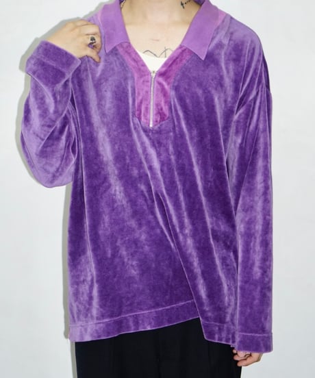 90s vtg velour pullover tops (purple)