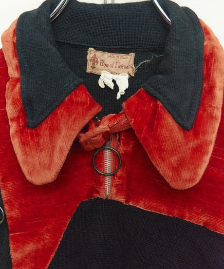 70s vtg knit × velour pullover