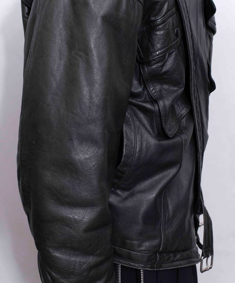 80s vtg TIME TABLE deformation leather jacket