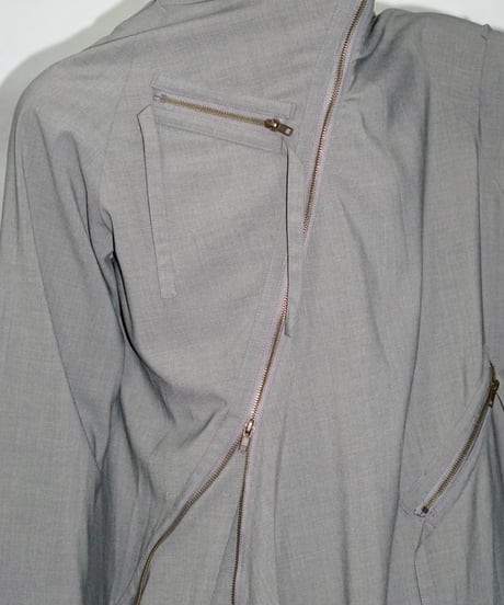 00s bell chu very diagonal zip asymmetry poly coat
