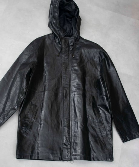 90s CANOE LAKE hoodie pig leather coat