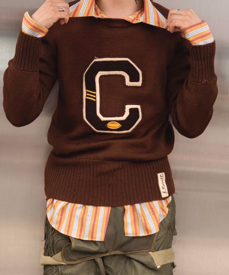 50s vtg wilson patched knit sweater