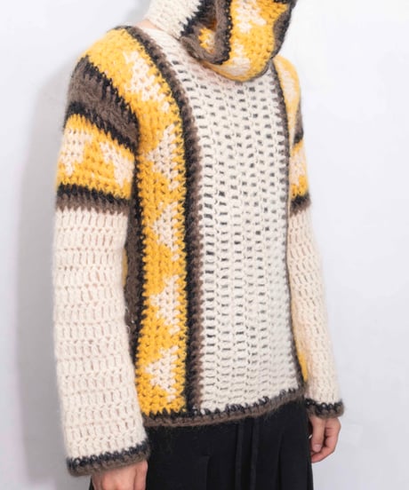90s made in Italy handmade wool knit with neck warmer