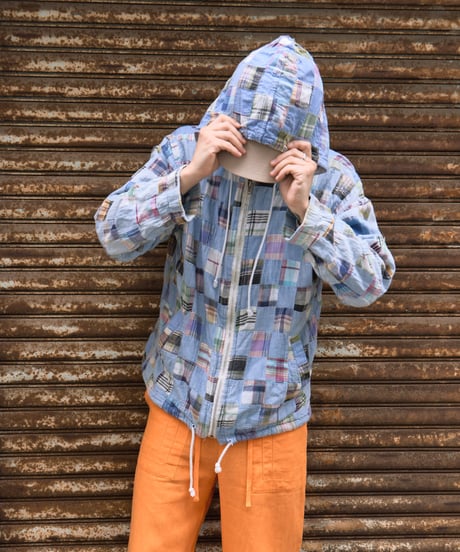 90s patchwork cotton hoodie jacket