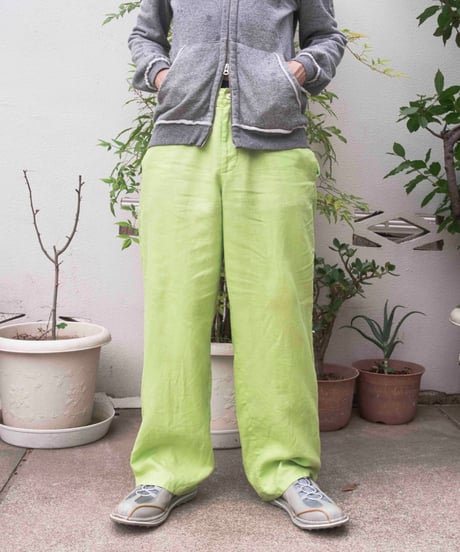 lime green linen baggy pants