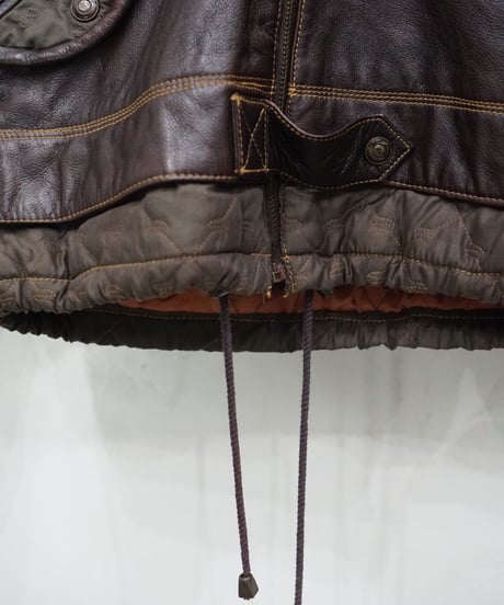 00s TOMSLAB leather/nylon docking padded hood jacket