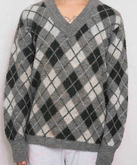60s ARROW argyle shaggy knit sweater