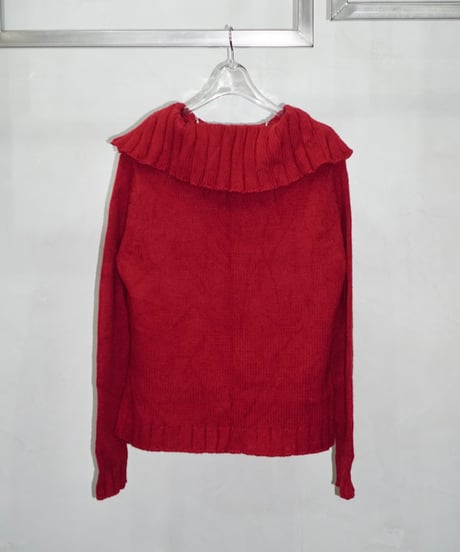 80-90s vtg deformation zip hi-neck knit