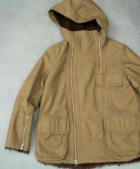zucca 00s deformation zip boa hoodie coat